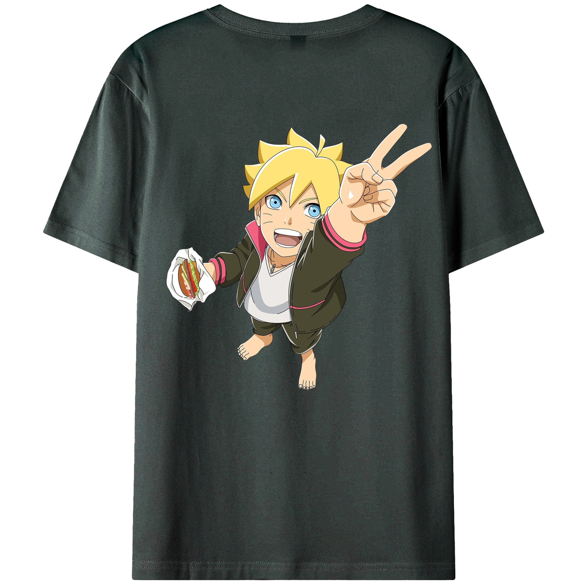 （画像用） NARUTO -ナルト- うずまき ボルト Uzumaki Boruto 綿100％ メンズ半袖Tシャツ（バックプリント） 通気性